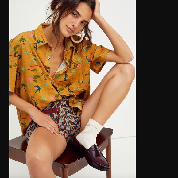 Free People // Banner Day Surfer Hawaiian Tee - Picture 4 of 8